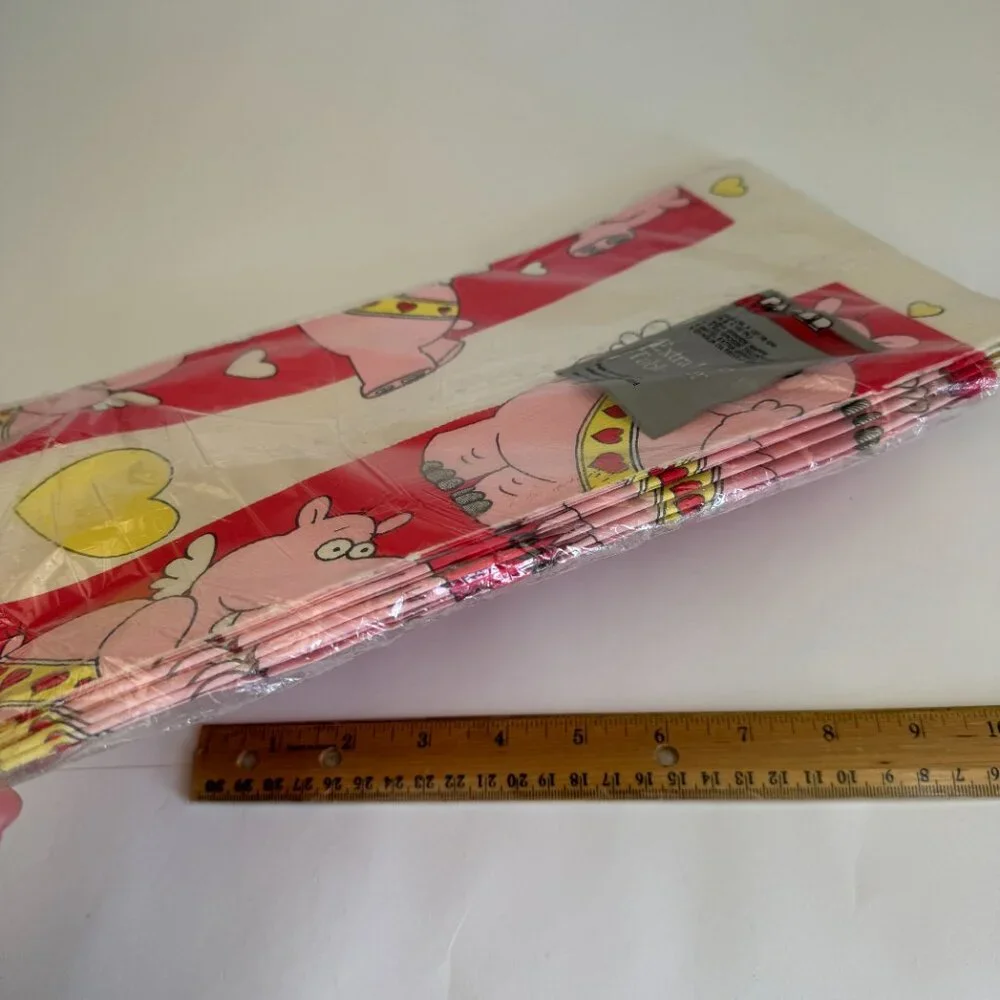 Vtg Paper Art Valentines Day Hearts Hippo‎ Paper Tablecloth Disposable 54x102 in
